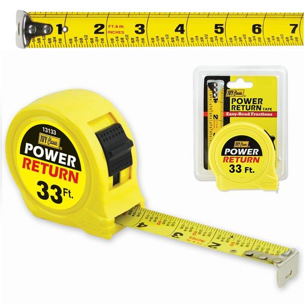 13133POWER RETURN TAPE MEASURE 33FTX 1INPOWER RETURN TAPE MEASURE 33ft X 1in