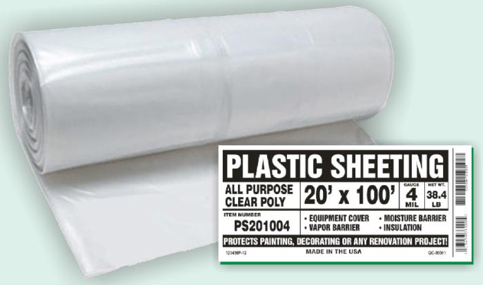 1930080undefined4 MIL CLEAR POLY SHEETING 20ft X 100ft