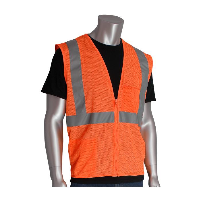 302-0702z-or/2xPIP ANSI TYPE R CLASS 2 SAFETYVEST HI VIS ORANGE - 2X-LARGEORANGE CLASS 2 MESH SAFETY VEST W/ZIPPER CLOSURE - 2XL