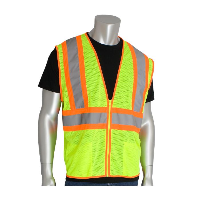 302-mvly-2xPIP ANSI TYPE R CLASS 2 TWOTONE SAFETY VEST HI VIS YELLOW - 2XLTWO-TONE SAFETY VEST  - 2XL