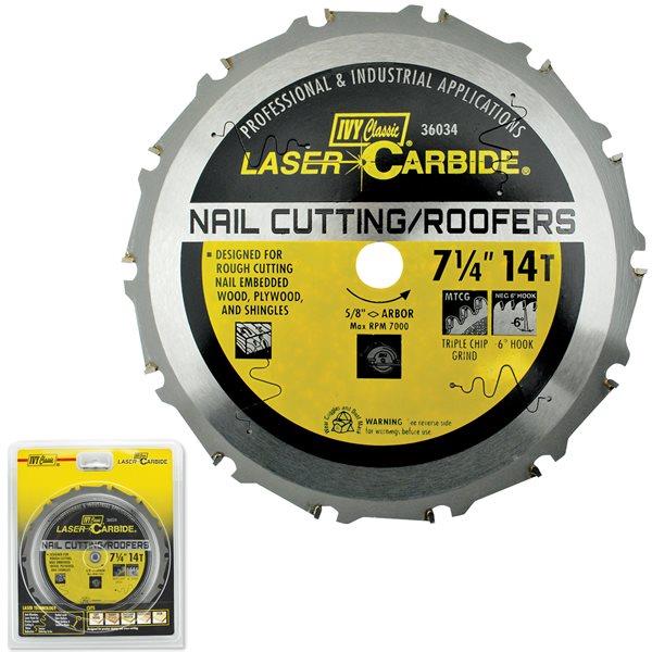 36034IVY CLASSIC 7-1/4in 14 TOOTHROOFERS CARBIDE CIRCULAR SAWBLADE7-1/4in 14 TOOTH ROOFERS CARBIDE BLADE