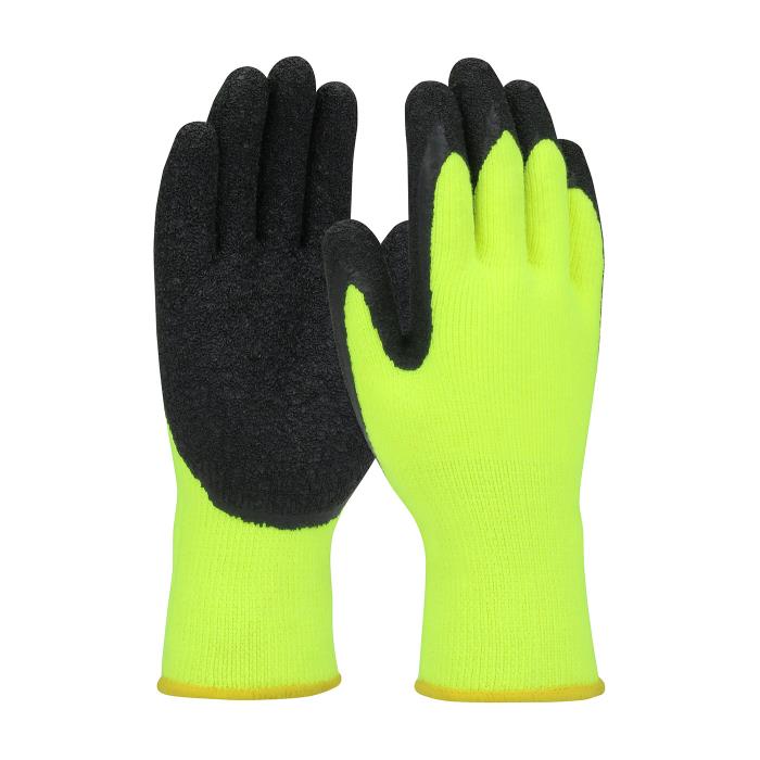 41-1425/lundefinedPIP ECONOMY HI-VIS SEAMLESS KNIT ACRYLIC GLOVE WITH LATEX COATED CRINKLE GRIP - L