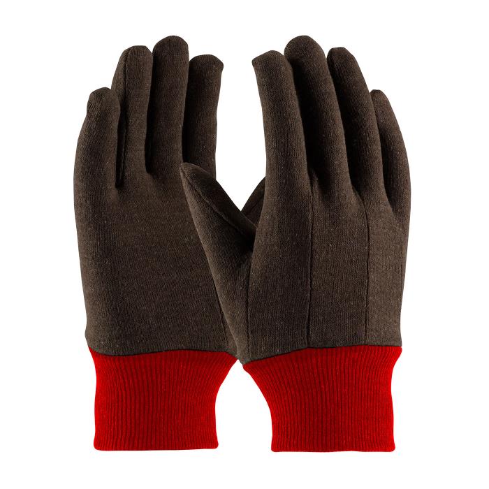 750rkwundefinedPIP BROWN JERSEY GLOVE W/ RED THERMAL LINING AND KNIT WRIST