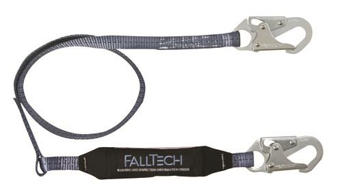 8256undefinedFALLTECH SHOCK ABSORBING 6ft LANYARD W/ CLEARPACK & DOUBLE LOCKING SNAP HOOKS AT BOTH ENDS