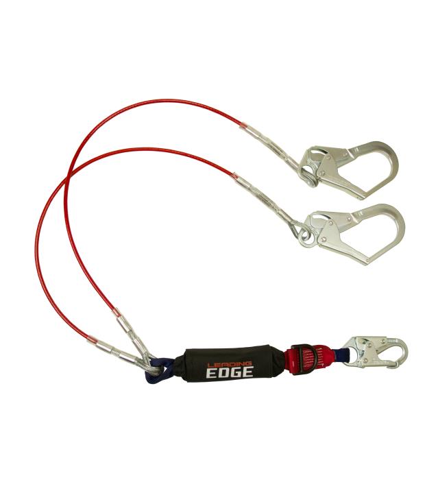 8354ley3dundefinedFALLTECH 6FT LEADING EDGE LANYARD Y-LEG WITH STEEL SNAPHOOK TIE-OFF AND REBAR HOOK CONNECTORS WITH D-RING FOR SRD ATTACH