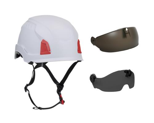 hp1491rm-01/hp1491g-pPIP TRAVERSE SAFETY HELMETANSI TYPE II, CLASS E, WHITEW/ GRAY VISOR AND PROTECTORPIP TRAVERSE SAFETY HELMET ANSI TYPE II, CLASS E, WHITE W/ GRAY LENS VISOR AND VISOR PROTECTOR