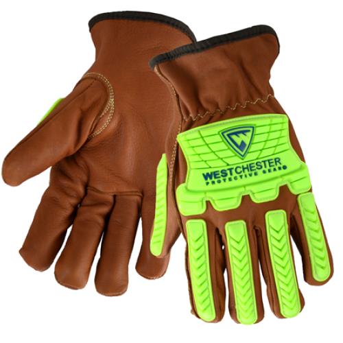ks993koab/2xlOIL ARMOR PREMIUM GOAT LEATHERDRIVER GLOVE W/ ANSI A4 LINER,BUMPERS & KEYSTONE THUMB- 2XLPIP ANSI CUT LEVEL 4 OIL ARMOR FINISH GOAT LEATHER DRIVER WITH BACK OF HAND PROTECTION - 2XL