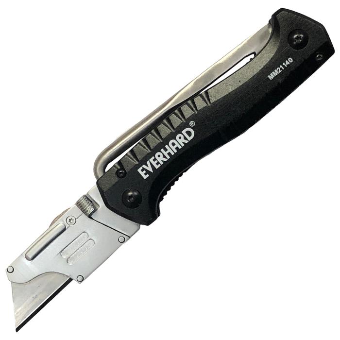 mm21140EVERHARD CHEK-N-CUT FOLDINGUTILITY KNIFE AND 3-1/2in LONGFOLDING SEAM TESTEREVERHARD CHEK-N-CUT UTILITY KNIFE AND FOLDING SEAM TESTER