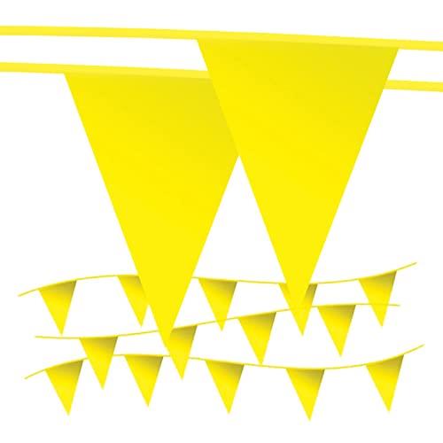 pf105iundefinedWARNING LINE PENNANT FLAGS - YELLOW - 105 FT STRING