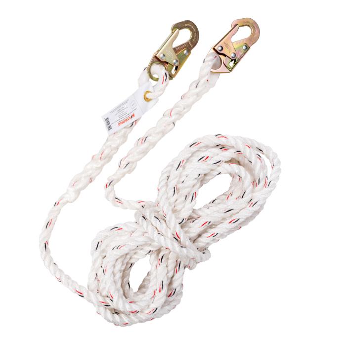 ufr210025undefinedKSTRONG 25ft WHITE POLYDAC VERTICAL ROPE LIFELINE W/LOCKING SNAP HOOKS AT BOTH ENDS